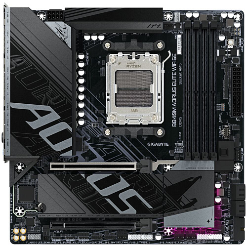 Материнская плата Gigabyte B840M AORUS Elite WiFi6E Socket-AM5 AMD B840 4xDDR5, 4xSATA3, RAID, 2xM.2, 2xPCI-E16x, 3xUSB3.2, 1xUSB3.2 Type C, DP, HDMI, WiFi Glan mATX