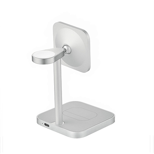 Беспроводная зарядная панель 3 в 1 Для IPhone, Apple Watch, Airpods uBear Evoke Qi2.2 25W Silver