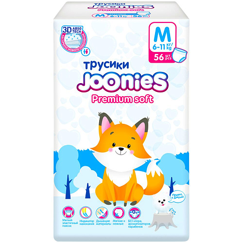 Joonies Трусики Premium Soft MEGA PACK, M (6-11 кг.), 68 шт., 2 упаковки