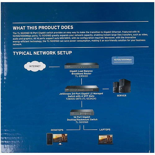 Коммутатор TP-LINK TL-SG1016D неуправляемый 16 портов 10/100/1000 Мбит/с