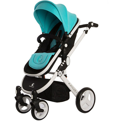 Коляска-трансформер Babyruler ST166 Tiffany Бирюзовый + Утепленный чехол на ноги + Зимний капюшон 