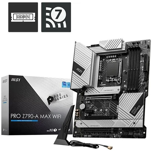 Материнская плата MSI Pro Z790-A Max WiFi Z790 Socket-1700 4xDDR5, 6xSATA3, RAID, 4хM.2, 3xPCI-E16x, 5xUSB3.2, 1xUSB3.2 Type C, DP, HDMI, WiFi, 2.5Glan, ATX УЦЕНКА