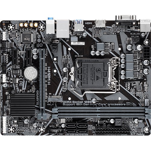 Материнская плата Gigabyte H410M H H410 Socket-1200 2xDDR4, 4xSATA3, 1xM.2, 1xPCI-E16x, 2xUSB3.2, D-Sub, HDMI, Glan, mATX