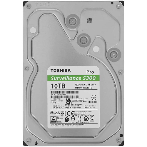 Внутренний жесткий диск 3,5" 10Tb Toshiba S300 Pro (MD10ADA10TV) 512Mb 7200rpm SATA3