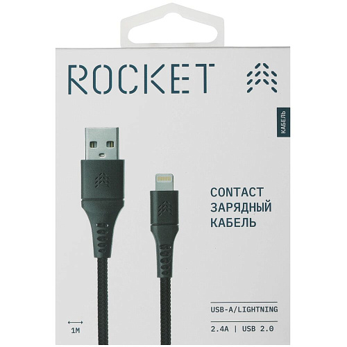 Кабель USB-A - Lightning 1m Rocket Contact черный