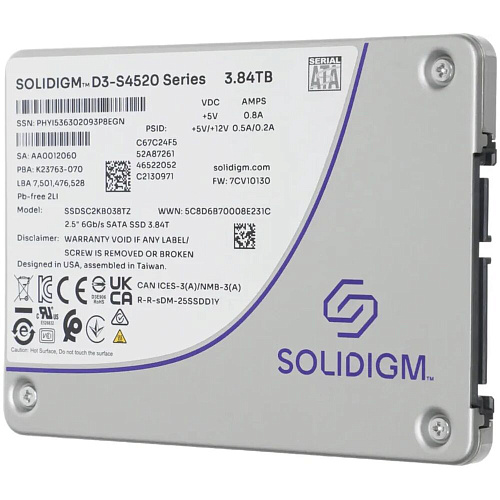 Внутренний SSD-накопитель 3.84Tb Intel SSDSC2KB038TZ1Z SATA3 2.5" D3-S4520-Series