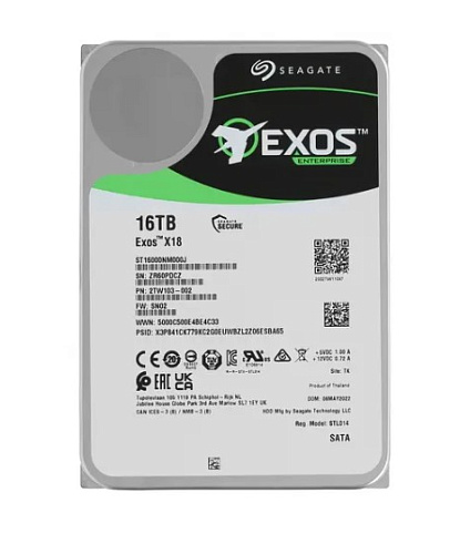 Внутренний жесткий диск 3,5" 16Tb Seagate (ST16000NM000J) 256Mb 7200rpm SATA3 Exos X18