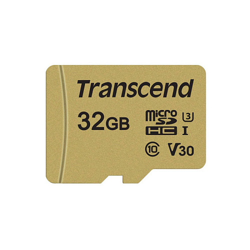 Карта памяти Micro SecureDigital 32Gb HC Transcend class10 UHS-1 (TS32GUSD500S)+ SD адаптер
