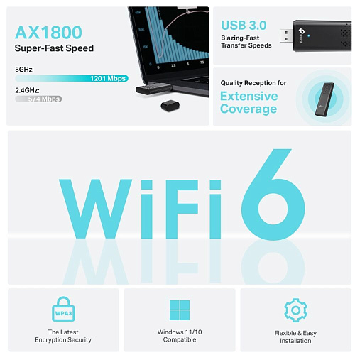 Сетевая карта TP-LINK Archer TX20U  Wi-Fi6  AX1800 USB3.0