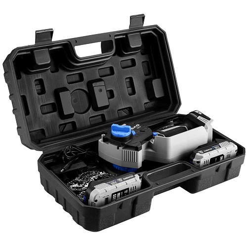 Аккумуляторная пила Deko DKCHS 20V, 6", 20В, 2x2.2Ач, 2 шины и 3 цепи в кейсе 083-2014