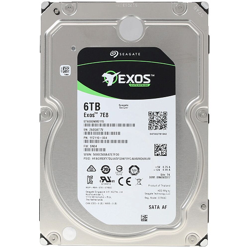 Внутренний жесткий диск 3,5" 6Tb Seagate (ST6000NM0115) 256Mb 7200rpm SATA3 Exos 7E10 HDD RECERTIFIED