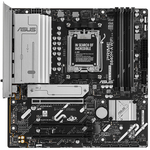 Материнская плата ASUS Prime B840M-A WiFi B840 Socket AM5 4xDDR5, 4xSATA3, RAID, 3xM.2, 3xPCI-E16x, 2xUSB3.2, 1xUSB3.2 Type C, DP, HDMI, WiFi, 2.5Glan, mATX