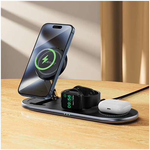 Беспроводная зарядная панель 3 в 1 Для IPhone, Apple Watch, Airpods Acefast E19 22.5W Black