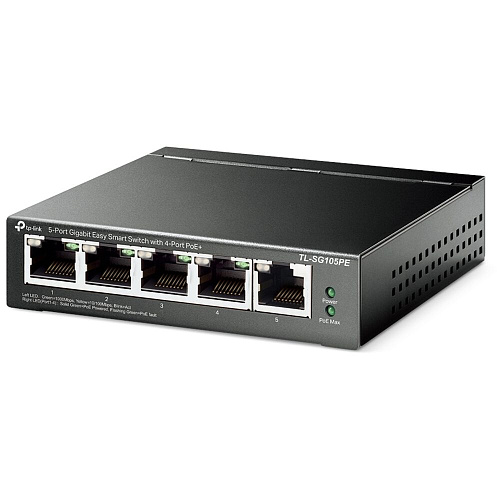 Коммутатор TP-LINK TL-SG105PE управляемый 5x1000BASE-T PoE+  metal case