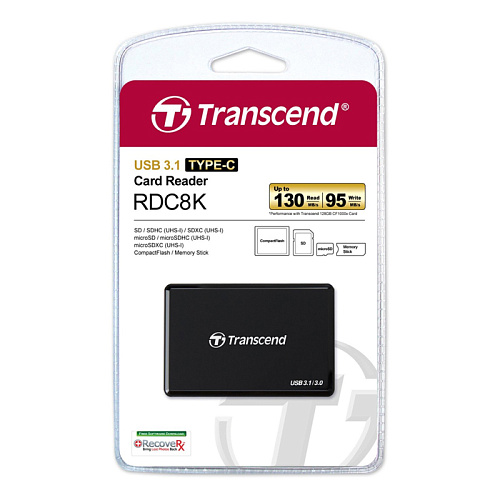 Card Reader Transcend All in 1 SDHC (TS-RDC8K) USB 3.1/3.0 Type-C Чёрный