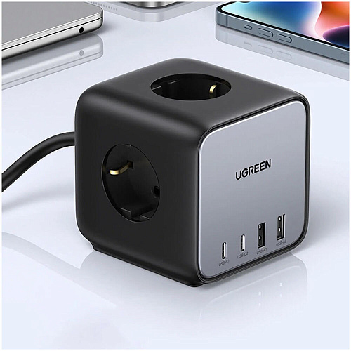 Сетевое зарядное устройство Ugreen DigiNest Cube CD268 (60113) 65W 2xUSB-C + 2xUSB-A Черный