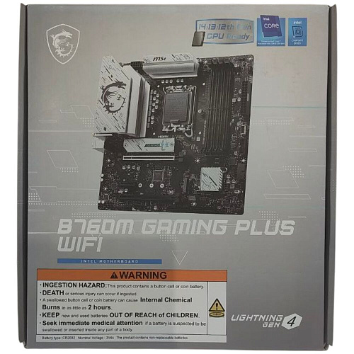 Материнская плата MSI B760M Gaming Plus WiFi B760 Socket-1700 4xDDR5, 4xSATA3, RAID, 2xM.2, 2xPCI-E16x, 4xUSB3.2, 2xDP, 2xHDMI, WiFi, 2.5Glan, mATX УЦЕНКА