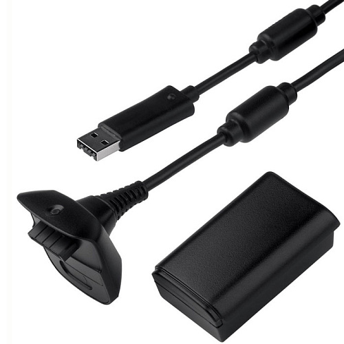 Комплект зарядный Microsoft Play and Charge Kit Black для Xbox 360 (NUF-00002)