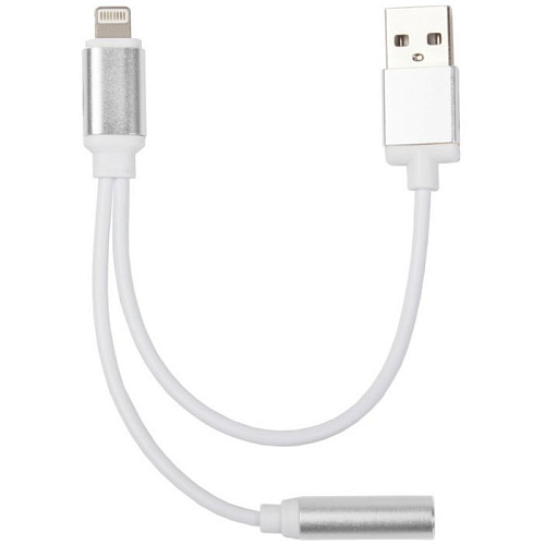 Адаптер Lightning to Jack 3.5 для подключения наушников + USB зарядка Liberty 0L-00031098 Серебристый