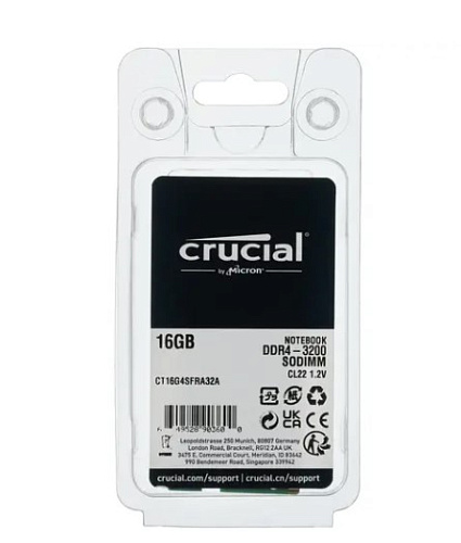 Модуль памяти SO-DIMM DDR4 16Gb PC25600 3200MHz Crucial (CT16G4SFRA32A)