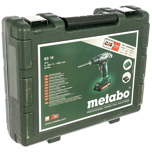 Аккумуляторная дрель-шуруповерт Metabo BS 18 1.5Ah x2 Case 602207550