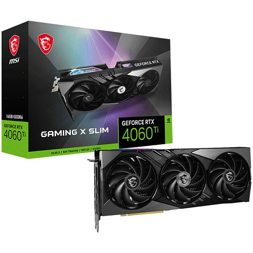 Видеокарта MSI GeForce RTX 4060 Ti 16384Mb, Gaming X Slim 16G (RTX 4060 Ti Gaming X Slim 16G) 1xHDMI, 3xDP, Ret