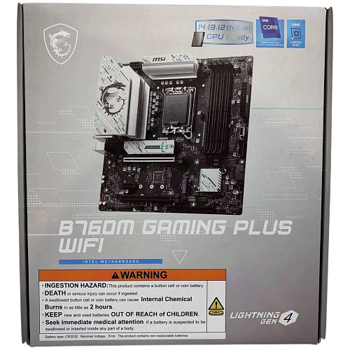 Материнская плата MSI B760M Gaming Plus WiFi B760 Socket-1700 4xDDR5, 4xSATA3, RAID, 2xM.2, 2xPCI-E16x, 4xUSB3.2, 2xDP, 2xHDMI, WiFi, 2.5Glan, mATX УЦЕНКА