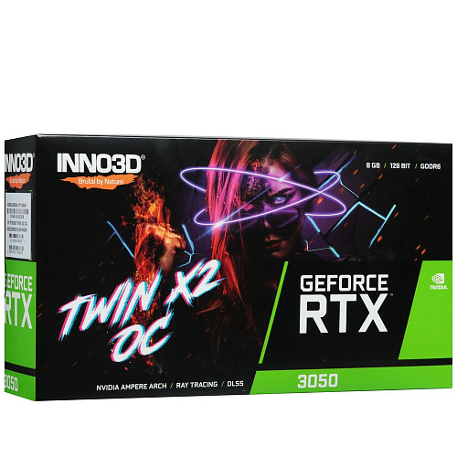 Видеокарта Inno3D GeForce RTX 3050 8192Mb, Twin X2 OC 8G (N30502-08D6X-1711VA41) 1xDVI-D, 1xHDMI, 1xDP, Ret