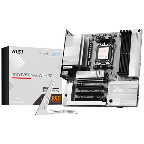 Материнская плата MSI Pro B850M-A WiFi PZ Socket-AM5 AMD B850 4xDDR5, 4xSATA3, RAID, 2xM.2, 4xPCI-E16x, 6xUSB3.2, 2xUSB3.2 Type C, DP, HDMI, WiFi, 5Glan, mATX Ret