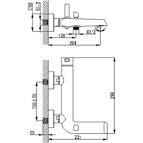 Смеситель для ванны Berholm Malme MALSB00B02
