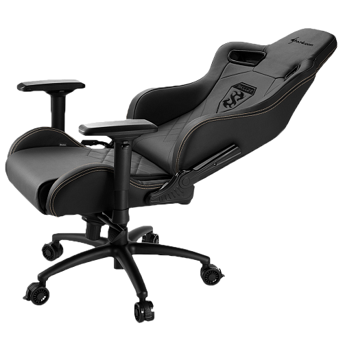 Кресло для геймера Sharkoon Shark Skiller SGS5 чёрное (натуральная кожа, регулируемый угол наклона, механизм качания)