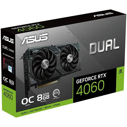 Видеокарта ASUS GeForce RTX 4060 8192Mb, Dual OC 8G (Dual-RTX4060-O8G) 1xHDMI, 3xDP, Ret