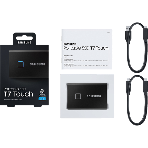 Внешний SSD-накопитель 2Tb Samsung T7 Touch MU-PC2T0K/WW (SSD) USB 3.2 Type C Черный