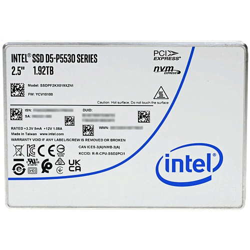 Внутренний SSD-накопитель 1,92Tb Intel D5-P5530 SSDPF2KX019XZN1 2.5" U.2 PCIe 4.0 x4