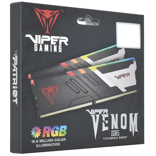 Модуль памяти DIMM 32Gb 2х16Gb DDR5 PC59200 7400MHz Patriot Memory Venom RGB Black (PVVR532G740C36K)