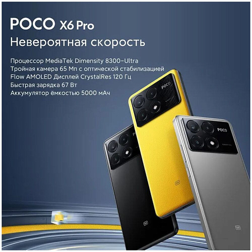Смартфон Poco X6 Pro 5G 12/512GB RU Yellow