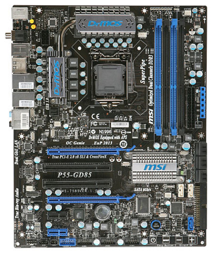 Материнская плата MSI P55-GD85 P55 Socket-1156 4xDDR3 Raid, 2xSATA 6Gb/s, 2xUSB3.0, 2xPCI-E16x, 2xGbLAN ATX