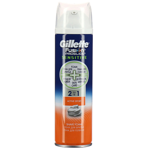 Gillette Пена для бритья Fusion Proglide Sensitive Active Sport, 250 мл., 6 шт.