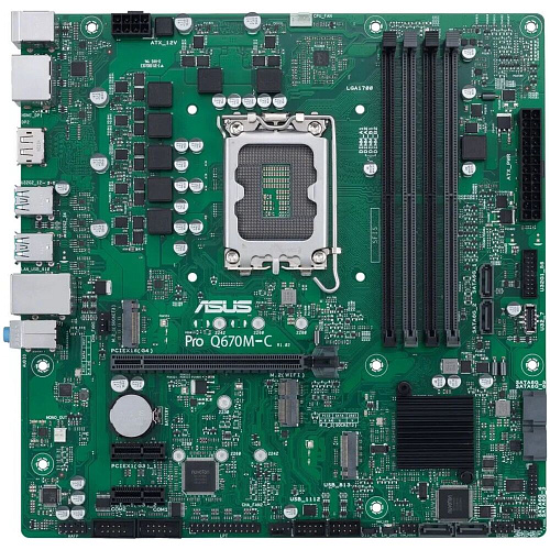 Материнская плата ASUS Pro Q670M-C-CSM Q670 Socket-1700 4xDDR5, 6xSATA3, 2xM.2, 1xPCI-E16x, 4xUSB3.2, 2xDP, HDMI, Glan, mATX