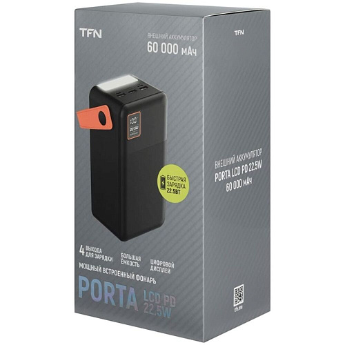 Внешний аккумулятор TFN Porta LCD PD 22.5W TFN-PB-322-BK 60000mAh Black