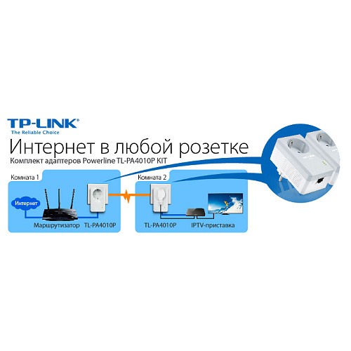 PowerLine TP-LINK TL-PA4010P KIT с розеткой