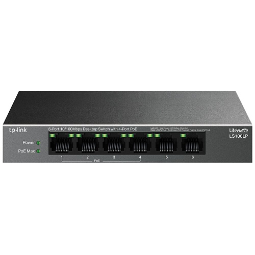 Коммутатор TP-LINK LS106LP неуправляемый 6 портов 10/100Мбит/с PoE