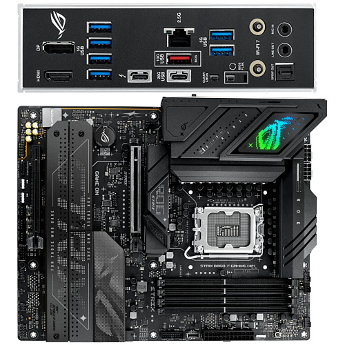 Материнская плата ASUS ROG Strix B860-F Gaming WiFi B860 Soc-1851 4xDDR5, 4xSATA3, RAID, 4хM.2, 2xPCI-E16x, 7xUSB3.2, 2xUSB3.2 Type C, DP, HDMI, WiFi, 2.5Glan,ATX