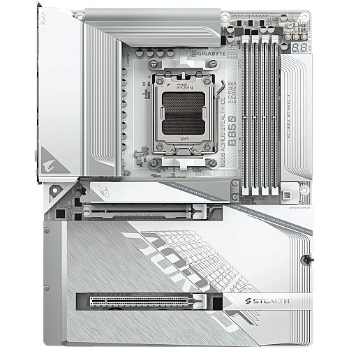 Материнская плата Gigabyte B850 AORUS Stealth Ice Socket-AM5 AMD B850 4xDDR5, 2xSATA3, RAID, 4xM.2, 2xPCI-E16x, 4xUSB3.2, 1xUSB3.2 Type C, HDMI, WiFi, 5Glan ATX