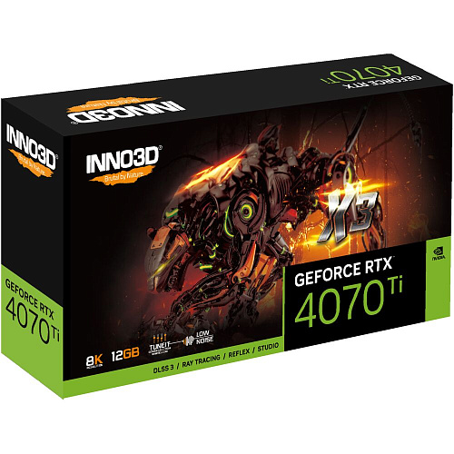 Видеокарта Inno3D GeForce RTX 4070 Ti 12288Mb, X3 12 Gb (N407T3-126X-186148N) 1xHDMI, 3xDP, Ret