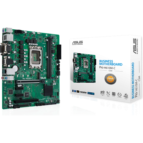 Материнская плата ASUS Pro H610M-C-CSM H610 Socket-1700 2xDDR5, 4xSATA3, 1xM.2, 1xPCI-E16x, 2xUSB3.2, D-Sub, DVI-D, DP, HDMI, Glan, mATX
