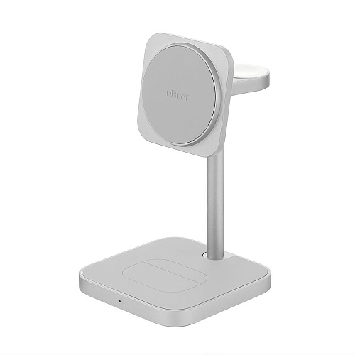 Беспроводная зарядная панель 3 в 1 Для IPhone, Apple Watch, Airpods uBear Evoke Qi2.2 25W Silver