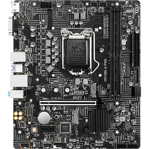 Материнская плата MSI H510M-A Pro H510 Socket-1200 2xDDR4, 4xSATA3, 1xM.2, 1xPCI-E16x, 2xUSB3.2, D-Sub, HDMI, Glan, mATX