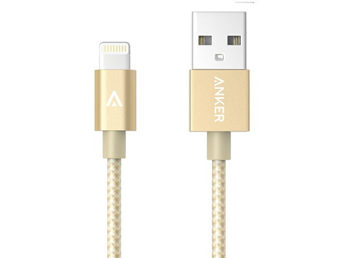 Кабель для Apple Lightning MFI Anker 1,8м в оплетке, капрон, 4000+ перегибов, A7114H41,золотистый  