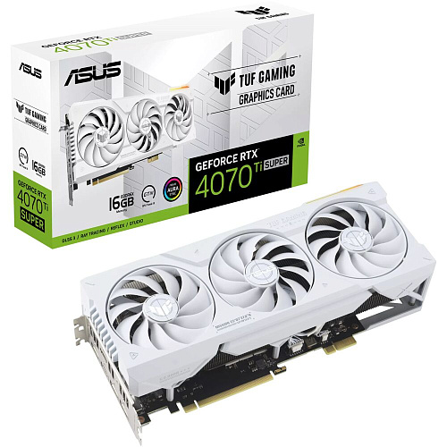 Видеокарта ASUS GeForce RTX 4070 Ti Super 16384Mb, TUF Gaming BTF White 16G (TUF-RTX4070TIS-16G-BTF-White) 2xHDMI, 3xDP, Ret